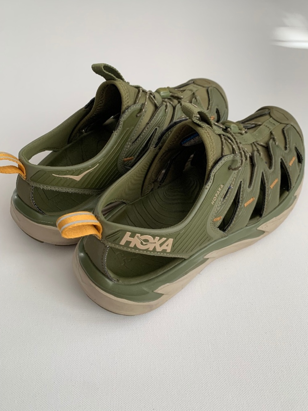 HOKA HOPARA SANDALS KHAKI GREEN Men's SIZE US 9.5 or UK 9 JPN 27.5